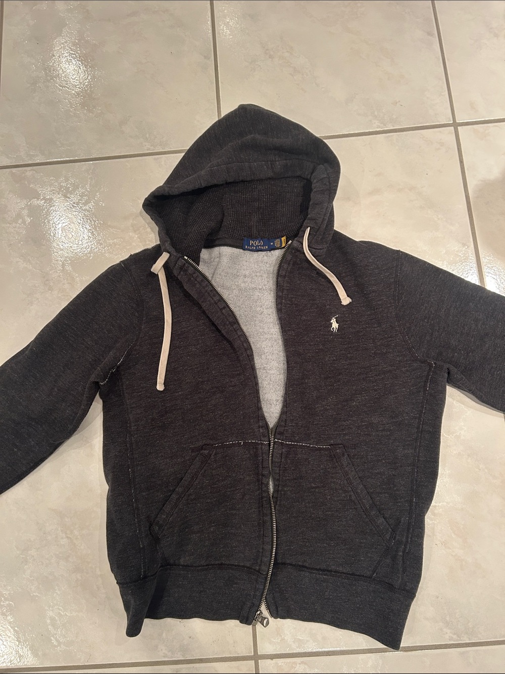 POLO Ralph Lauren Charcoal and Cream Zip Hoodie
